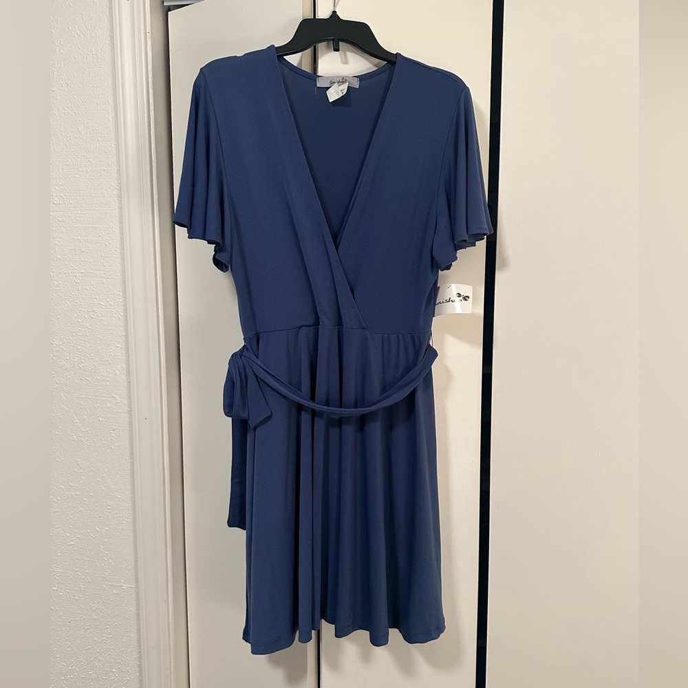 Dia & Co Blue Faux Wrap Dress